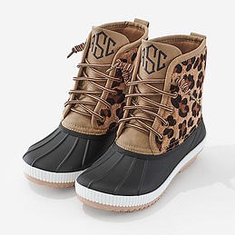 monogrammed-leopard-duck-boots
