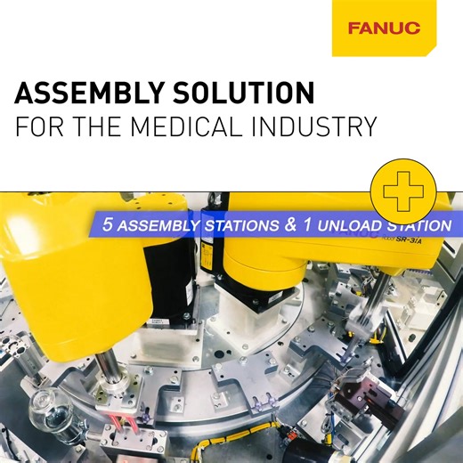 1.9K views · 45 reactions | Precision Assembly of Medical Devices with FANUC FANUC robots precisely assemble complex, high-precision medical devices, ensuring the highest accuracy and consistent quality while maintaining strict hygiene standards. Enhance your medical device production with our advanced technology.  For more information, visit our website! https://one.fanuc.eu/Medical-Industry #MedicalDevices #Assembly #Robotics #FANUC #Efficiency #Innovation | FANUC Europe | Facebook