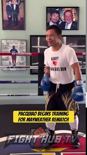 Manny Pacquiao trains for Floyd Mayweather rematch in camp
