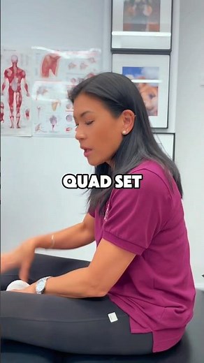 Quad set exercise to help reduce knee pain.