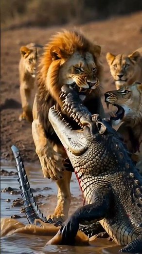 Lion vs Crocodile Epic Battle 🦁🐊 | Ultra Realistic 8K Wildlife Fight Scene | Cinematic Animal Attack