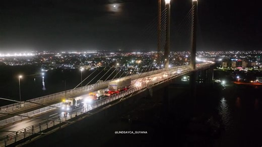 A successful mobilization of the Gas Turbine number 1, weighing 90 tons. After months of preparation and close coordination with local authorities, the team safely transported this major unit across the new Demerara River Bridge and executed a seamless RoRo operation at Tristar Port to move it to the Gas To Energy Project. Source: Lindsayca Guyana #newsroomguyana #lindsaycaguyana #gasturbine #gastoenergyproject | News Room