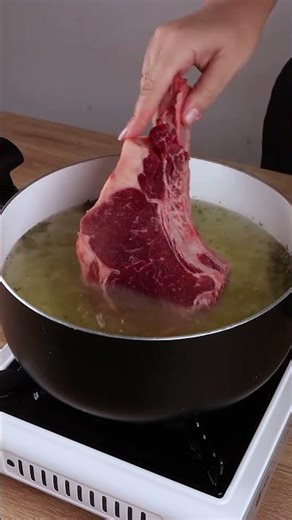 Place the meat in boiling water; I learned this at a five-star grill.