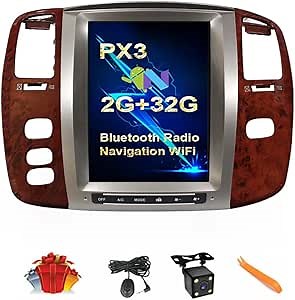 12.1 Inch Android Car Stereo Radio GPS for Toyota Landcruiser 100 Lexus LX470 Navigation Multimedia Player PX6 4G+64G in-Dash Kit Head Unit Car Play Auto (PX3 Quad core 2G+32G)