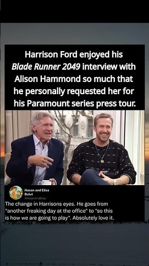 Harrison Ford enjoyed his Blade Runner 2049 interview with Alison Hammond so much #electronicmusic