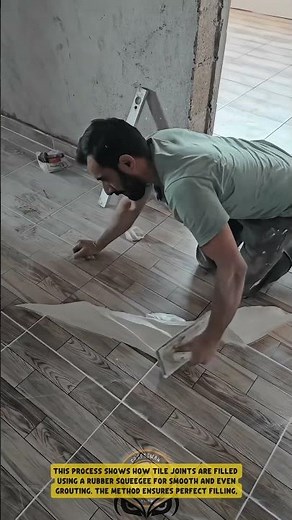 Grouting floor tiles using a rubber squeegee – Good Tools and Machinery in Daily Work