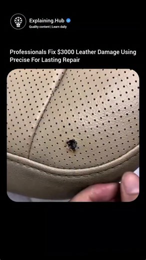 The Knowledge Vault on Instagram: "Professionals fix this type of leather damage with a structured workflow. The damaged zone is cleaned to remove loose fibers. Lifted edges are trimmed to stop further tearing. A dense filler base is added to rebuild the missing section. The filler is shaped to follow the perforated pattern. The surface is sanded to keep the texture even. Pigment is applied in thin layers to match the original tone. A final sealant locks the repair and supports long service life