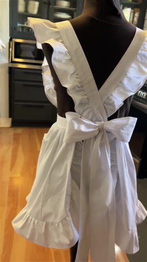 Plus Size E Fits 42-49" Waist Ruffled Bib Apron: White on White Cotton Pinafore - Etsy