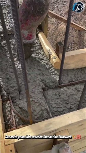 Pouring Concrete into Strip Foundation Formwork 🏗️🧱 #concrete #foundation #construction