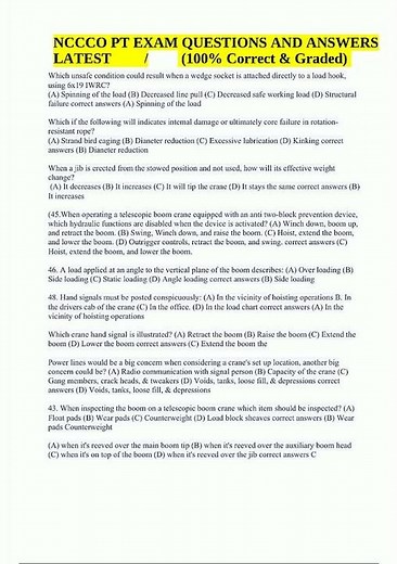 NCCCO PT EXAM QUESTIONS WITH ANSWERS LATEST UPDATED 100 Correct Graded1492 new video