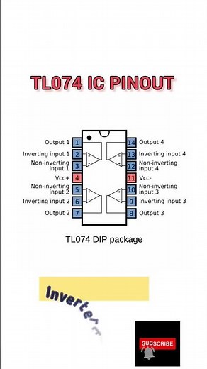 TL074 IC PINOUT #akexperiment #electronic #pinout #TL074 #IC #14pinic #inveteric #shorts #smd
