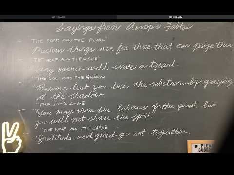 “Aesop's Fables” Famous Sayings Quotes from Aesop's Fables Chalkboard Chalk Slate Handwriting ASMR 1