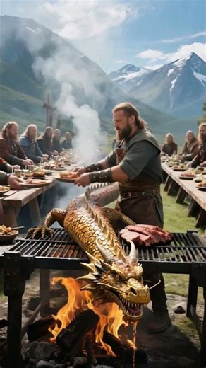 🐉☀️ Viking Chef Roasts a Dragon on a Giant Grill | Epic Nordic Day Feast 🍖🔥⚔️ Part 89