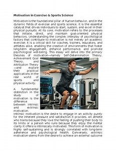 Motivation in Exercise & Sports Science Worksheet Classwork Homework