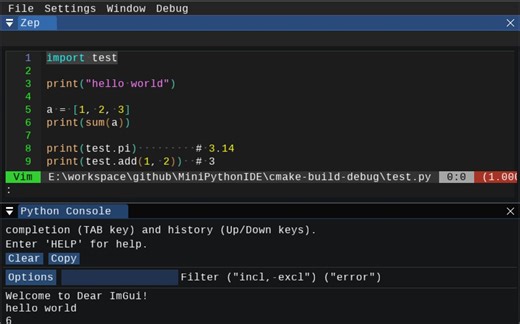 自制Mini Python IDE v2,支持VIM,优化文本渲染