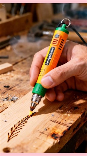 This Tiny Wood Burning Pen Actually Works 😳🔥 | Miniature Pyrography Tool in Action!” #viral tools,