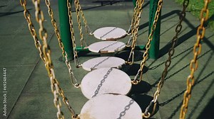 Platforms on chains on the obstacle course move separately. Close-up shooting Stock Video