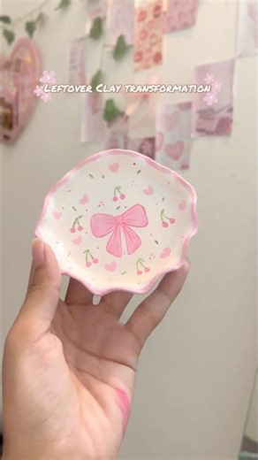 I made an Aesthetic Trinket Tray from clay✨🌸 #diy #claycraft #shorts #diyideas #craft