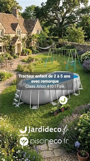 L’été des enfants : Piscine ovale et balançoire Intex, tracteur Falk | Piscineco.fr /Jardideco.fr