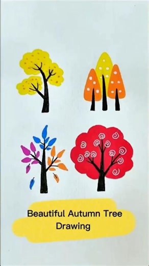 Beautiful autumn trees drawings tutorial #drawing #art #tutorial #shorts #viralvideo