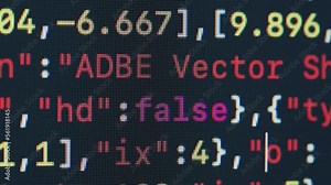 Coding UX UI script text on screen, HTML5 in editor for website development, Close up Macro of Programming code software developer.