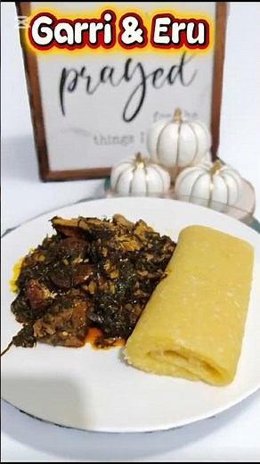 Eru and Garri Fufu Recipe: How to Make This Traditional Dish #youtubeshorts #africanfood #fufu#eru