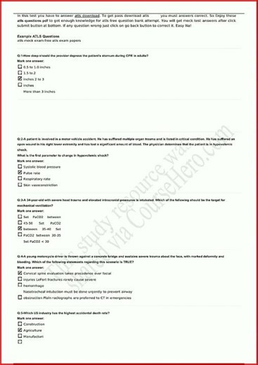 Atls Examination Questions Answers Latest6075update video