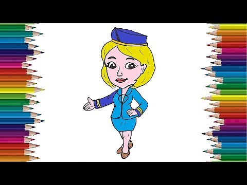 How to draw a flight attendant step by step | Easy drawing so cute