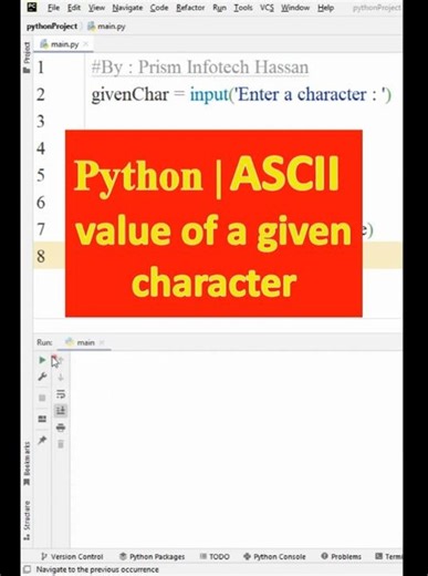 Python | Finding ASCII value of a given character