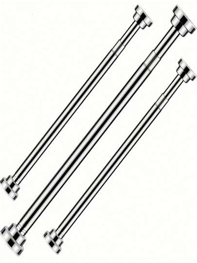 2.5cm Diameter Stainless Steel Extendable Curtain Rod, Shower Curtain Rod, Wardrobe Hanging Rod, Retractable Rod, Drying Rack, Clothes Hanging Rod, Support Bracket, Multiple Sizes Available, Multi-Functional No-Drill Extendable Rod, Strong Spring, Easy Installation, Silver Stainless Steel Adjustable Shower Curtain Rod, Home No-Drill Curtain Rod | SHEIN