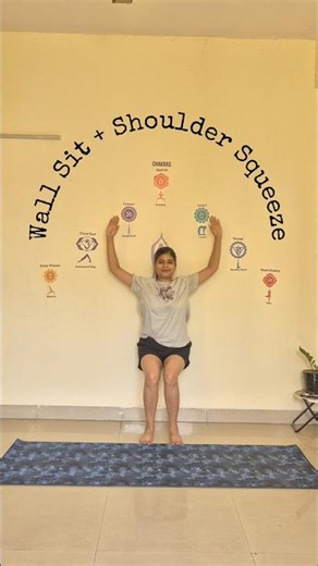 1-Minute Wall Sit + Shoulder Squeeze | Strength & Posture Challenge 💪 #YogpathWithShivani