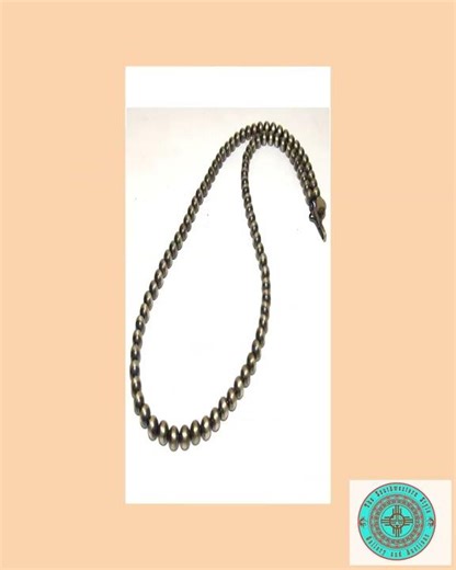 Navajo Pearls Necklace 4mm Sterling Silver Beads Necklace 22"L