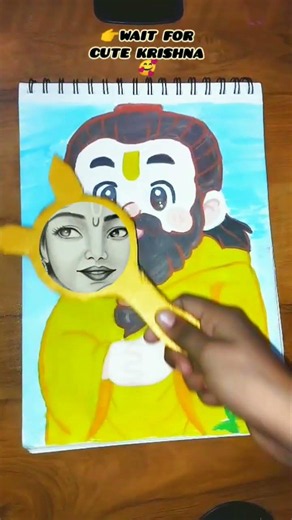 Cute 🥰 Krishna & Radha Drawing 🔥 |Easy Drawing 🤩 #shorts #art #krishna #drawing