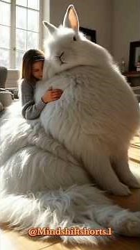 Enormous Lop Rabbit in Rustic Living Room | Emotional 8K Realism”‎ #shorts