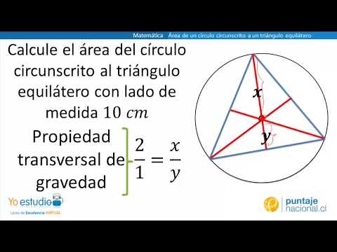 Área de un círculo circunscrito a un triángulo equilátero