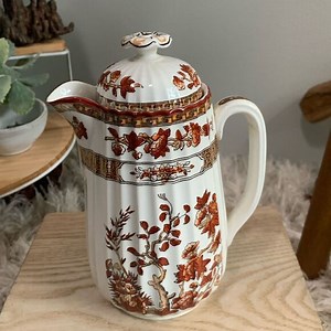 As Is Damaged Copeland Spode Indian Tree Small Pitcher Orange Floral Scallop