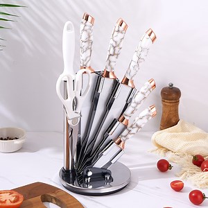 [Hot Item] Marble Handle Non Stick Coating Chef's Knives Set for Cooking Tool