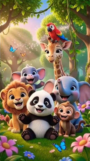 Meet Our Cute Forest Animal Friends! 🦁🐘🌳|Little foot kids TV #shorts #preschoollearning