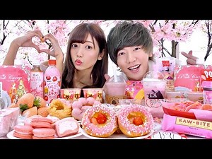 【過酷】男女で24時間ピンクの食べ物だけしか食べられない同棲生活！！【24時間生活】
