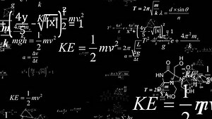 カメラが式に合う。Dolly zoom.Cameraは、数式と数式で構成される行列を飛行します。数学的認識プロセス。抽象的な認識プロセスのコンセプト。