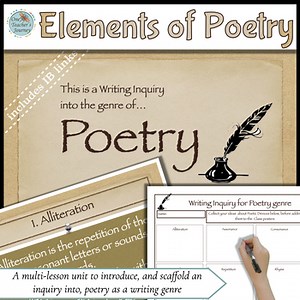 ELEMENTS OF POETRY guided analysis multi lesson presentation suits Grades 3-6