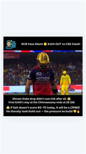 RCB Fans Silent 😶 Kohli OUT vs CSK Clash! #ipl2026 #viratkohli #rcb #cskvsrcb #iplupdates