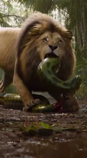 Anaconda Attacks Lion Cub... BIG MISTAKE! 😱🦁 #lion