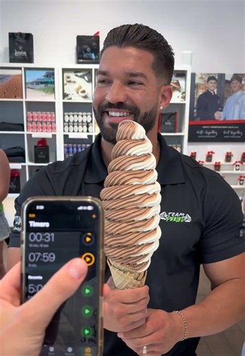 It’s iconic, unforgettable, and jaw-dropping. Do you think you can finish the Giant Cone Challenge in 8 minutes? 🍦 Come in and test it out using the link in our bio—but tell us, do you think he’ll come back and try it again?😋 #tampa #giantcone #icecream #softserve #challenge
