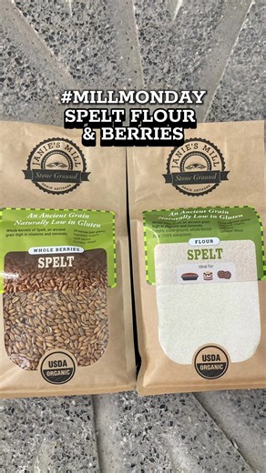 Meet Spelt! 🌾 It’s one of our most delicious, nutritious, and versatile grains, and available as stone-ground Spelt Flour & Whole Berries! This ancient grain (domesticated around 5,000 BC!) is delicious, nutritious, and perfect for everything from cookies to quick breads. 💛 Because Janie's Mill Spelt Flour is a whole-kernel flour (100% extraction), you get 100% of the taste and nutrition of the whole grain in every bite. You can substitute it for All-Purpose Flour in most recipes, making it an