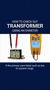 An ohmmeter can be used to measure the resistance of the primary and secondary coils in a transformer when it is de-energized and disconnected from any electrical circuits. The resistance of the primary coil will typically be higher than the resistance of the secondary coil in a step-down transformer, due to the greater number of turns in the primary coil. Want to learn more about transformers? Check the full video in the link below. Full video: https://buff.ly/3GGO81o #hvac #hvacschool #transfo