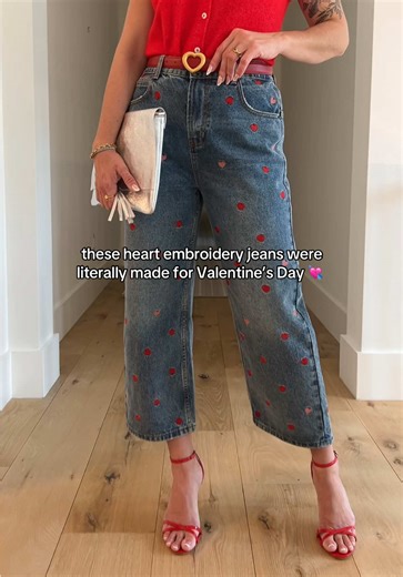 calling all girlies! if you’re looking for the most perfect Valentine’s jeans, these heart-embroidered jeans are it!