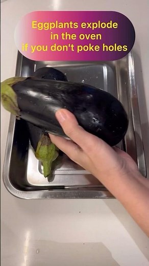 How to roast a whole eggplant in the oven? Why did my eggplant explode in the oven? #kitchentips