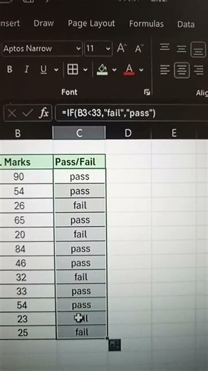 Excel ma formula kassa lagy fail or pass ka leya ab sikho 1 minets ma #excel #computer 🔝✅🖥️💯❤️