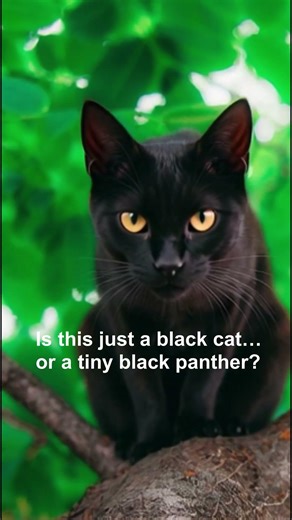 Black Cat… or a Tiny Black Panther?! 🐆🐈 Creepy Tree Stare 😱 #shorts #animals #wildlife #nature